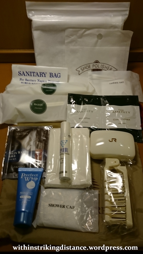 05-06Jul15 008 Japan Honshu 285 Series EMU JR Tokyo Izumo-shi Sunrise Izumo Night Train Sleeper Single Deluxe Room Amenity Kit
